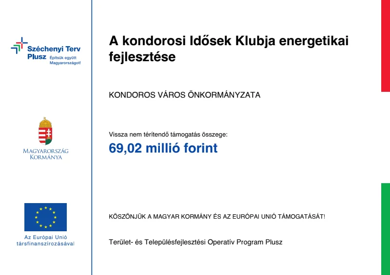 A kondorosi Idősek Klubja energetikai fejlesztése