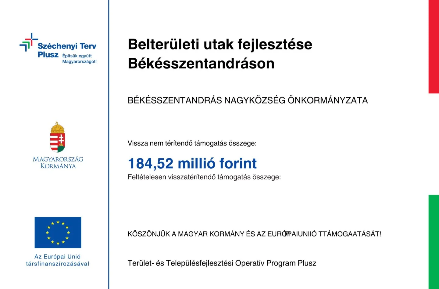 Belterületi utak fejlesztése Békésszentandráson