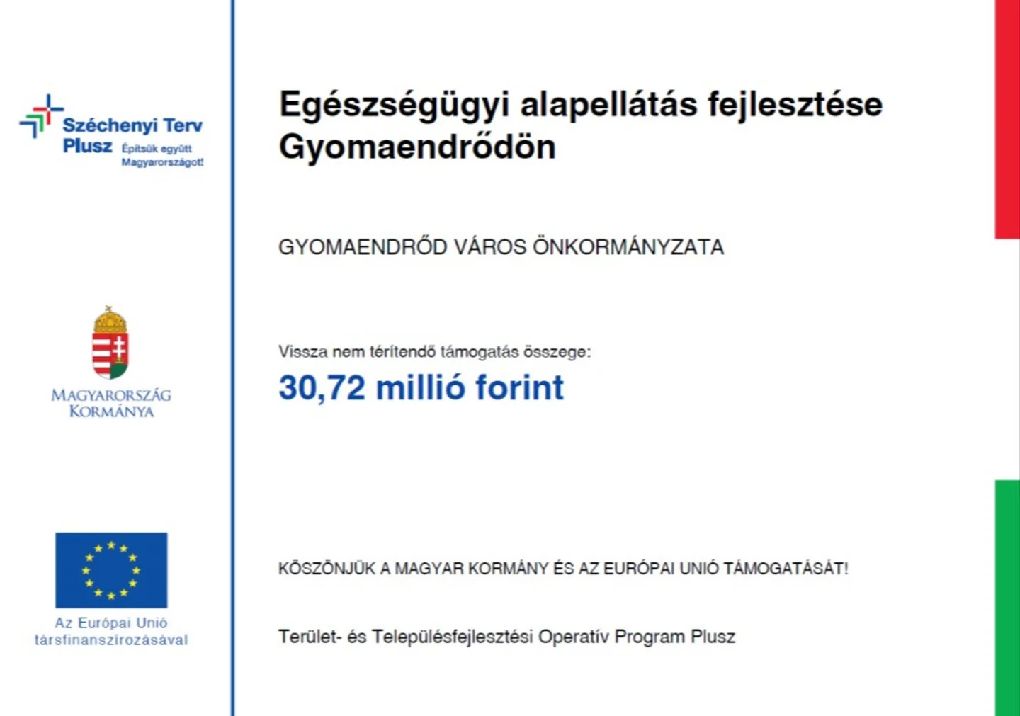 Egészségügyi alapellátás fejlesztése Gyomaendrődön