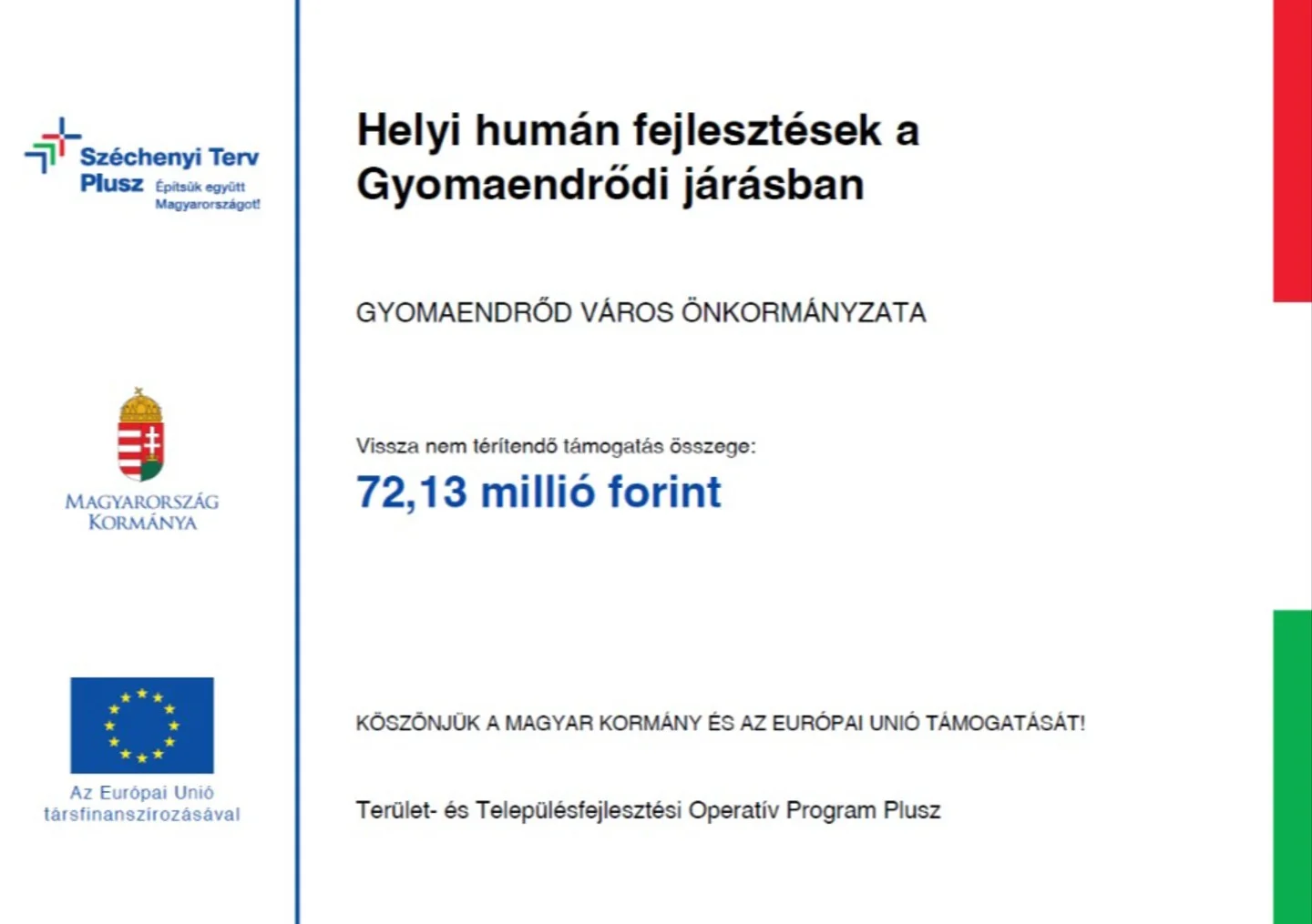 Helyi humán fejlesztések a Gyomaendrődi járásban