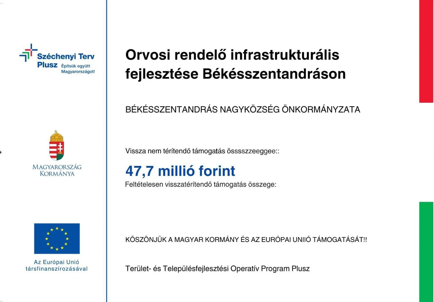 Orvosi rendelő infrastrukturális fejlesztése Békésszentandráson